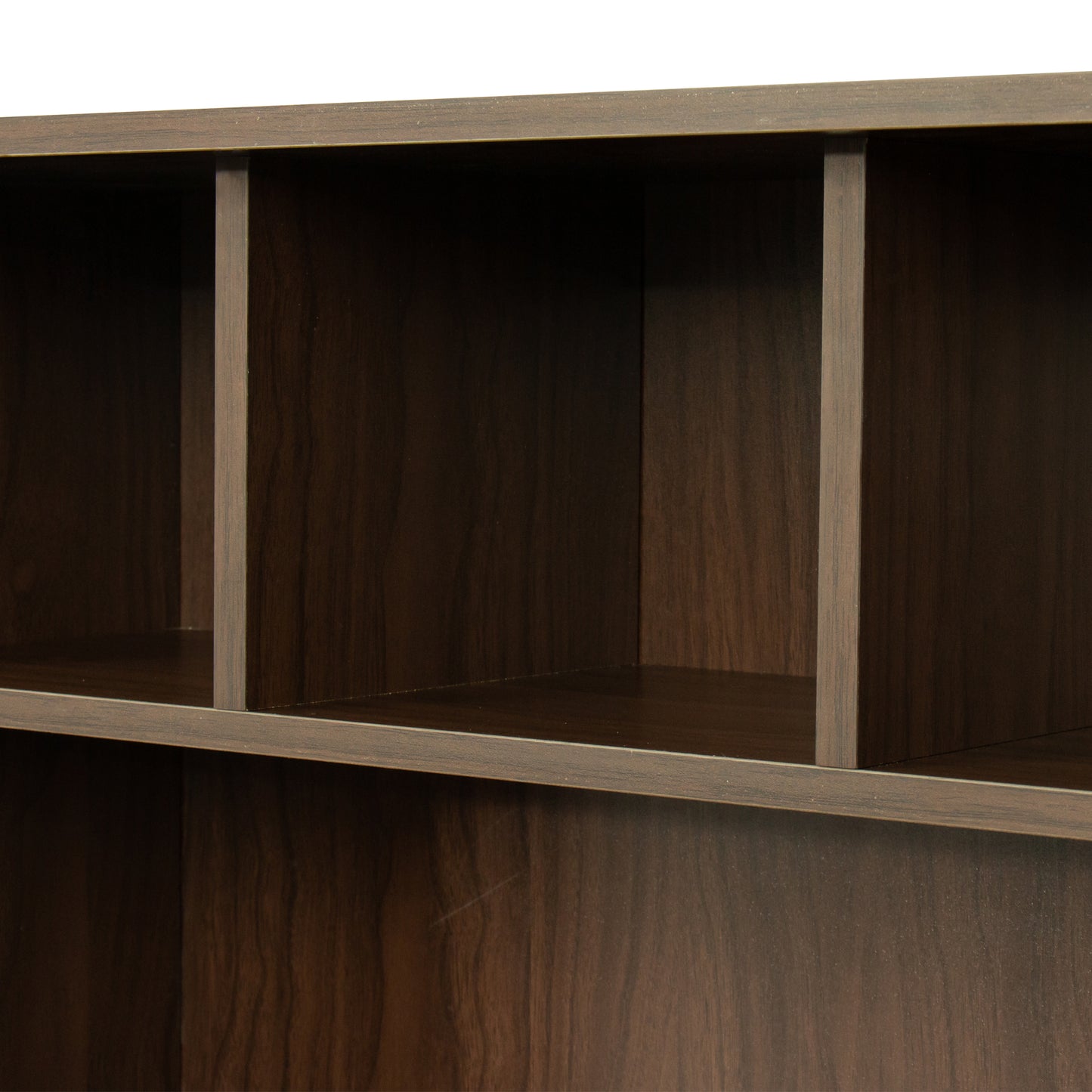 Elegant Walnut Home Office Desk with Hutch and Spacious Storage Capability