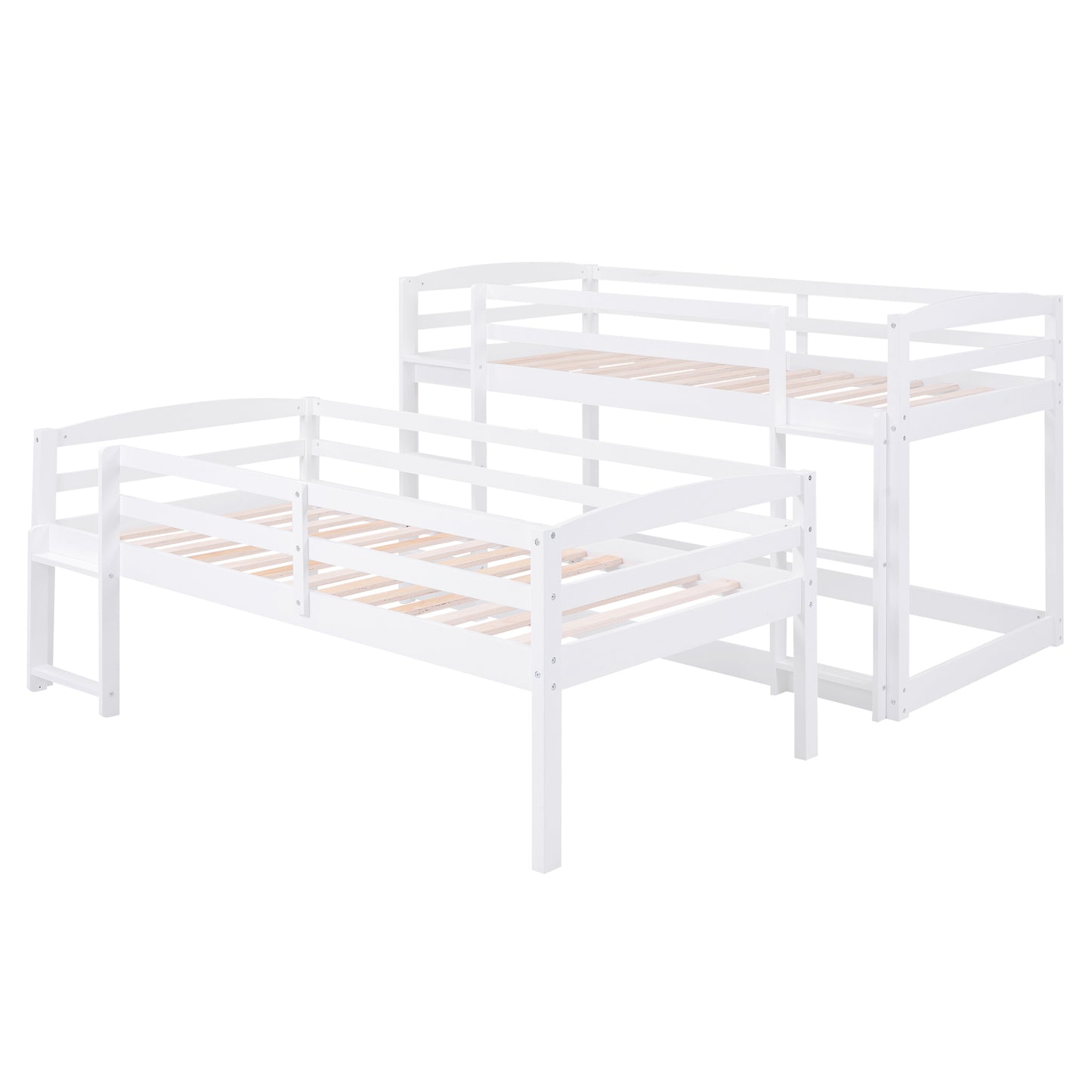 White Triple Bunk Bed with Three Twin Beds