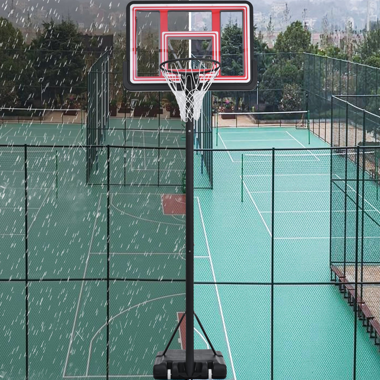 Portable Basketball Hoop Basketball System 4.76-10ft Height Adjustable for Youth Adults LED ights, Colorful lights, Waterproof Super Bright to Play at Night Outdoors,Good Gift for Kid