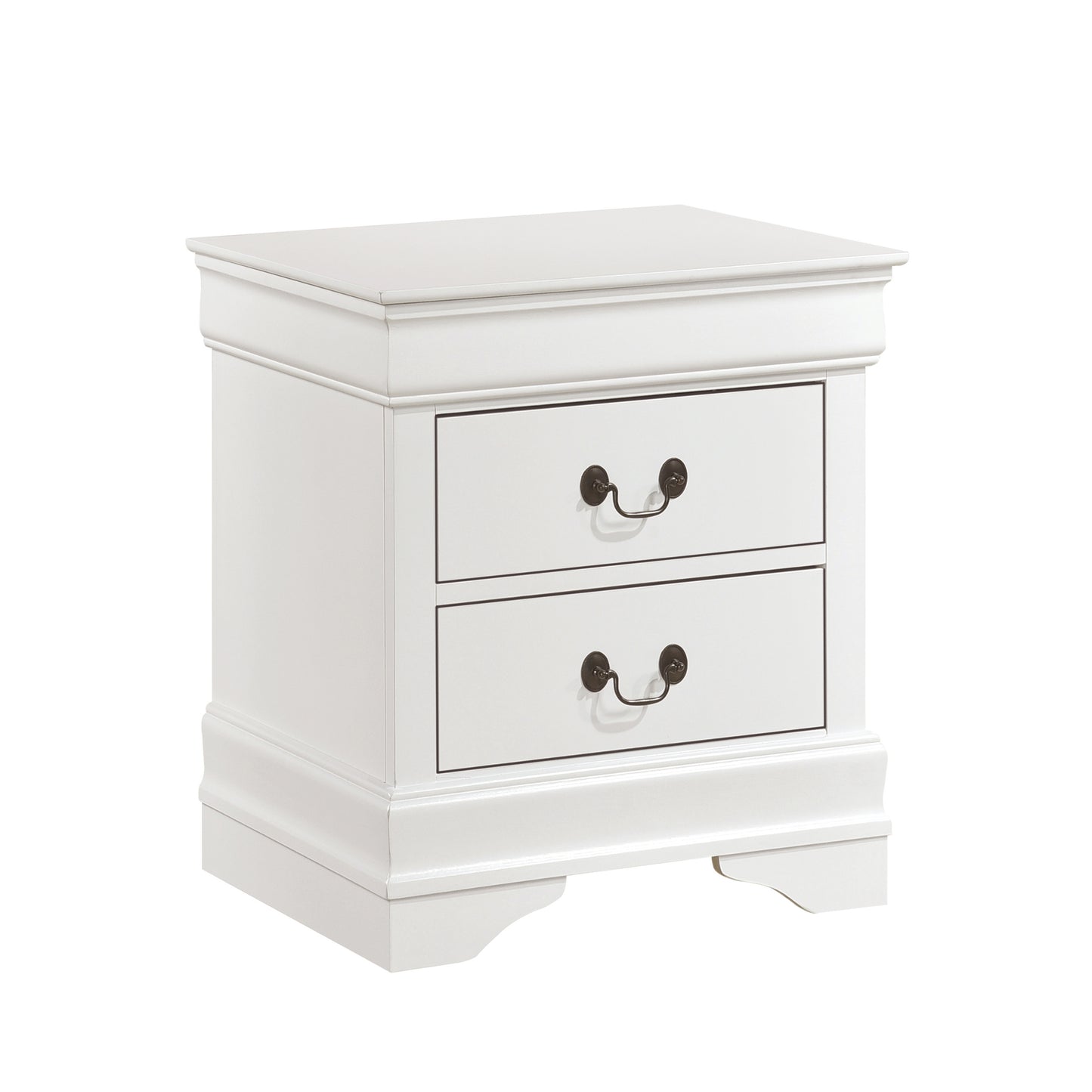 Traditional Design White Finish Nightstand 1pc Antique Drop Handles Drawers Bed Side Table Bedroom Furniture