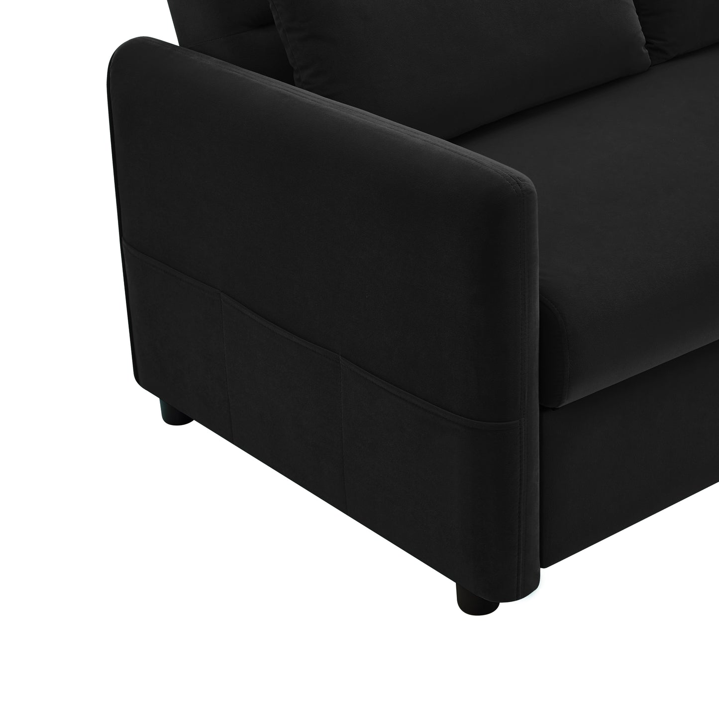 Convertible Black Love Seat Sofa with Adjustable Backrest and Comfortable Fabric Fill