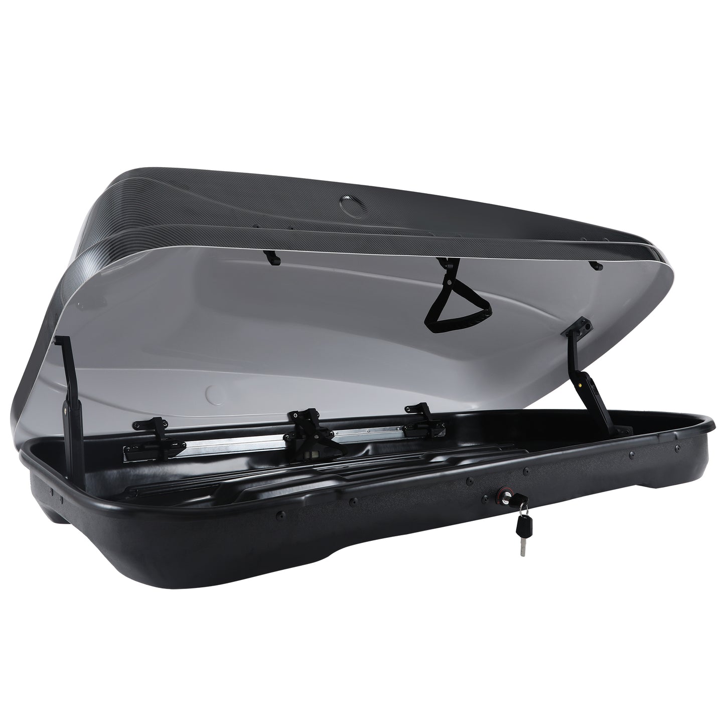 Visrack Carbon Fiber Style Roof Cargo Box with Security Keys, 13 Cubic Feet, Carbon Black