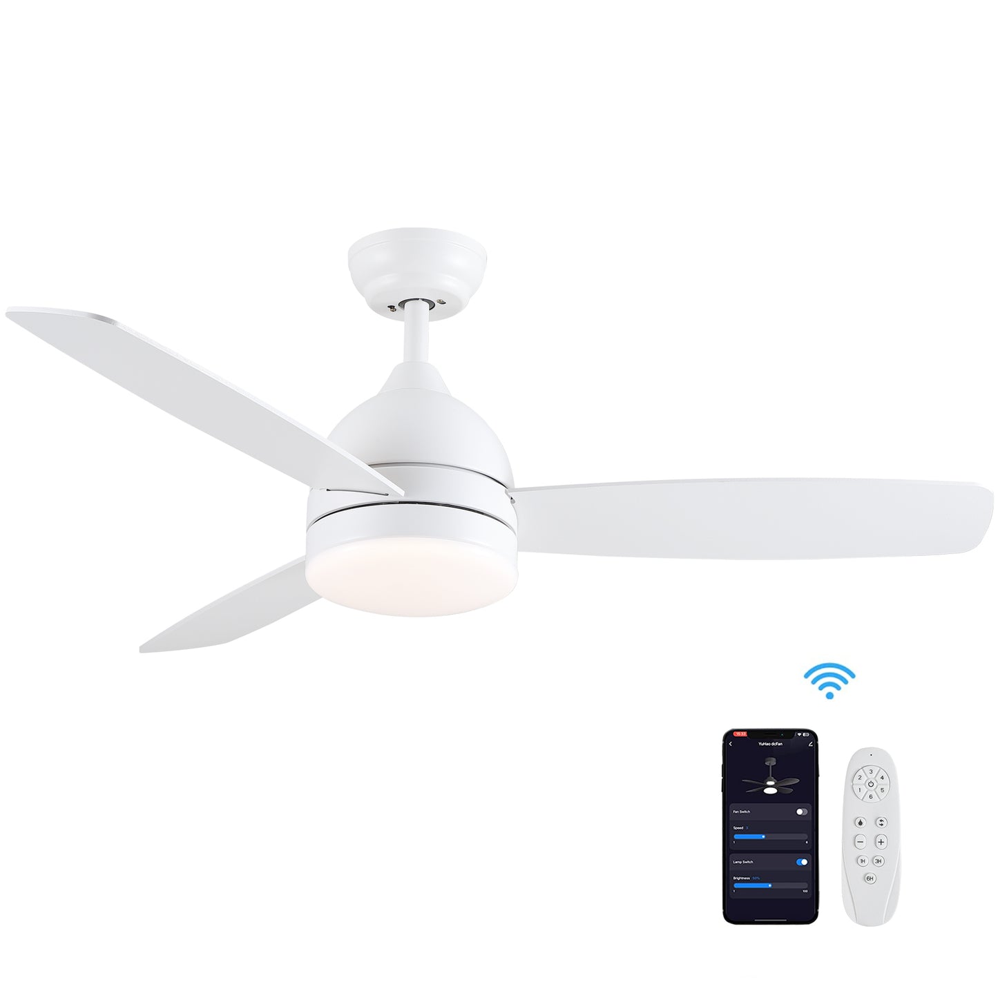 Smart 48 Black LED Ceiling Fan with Remote and Plywood Blades