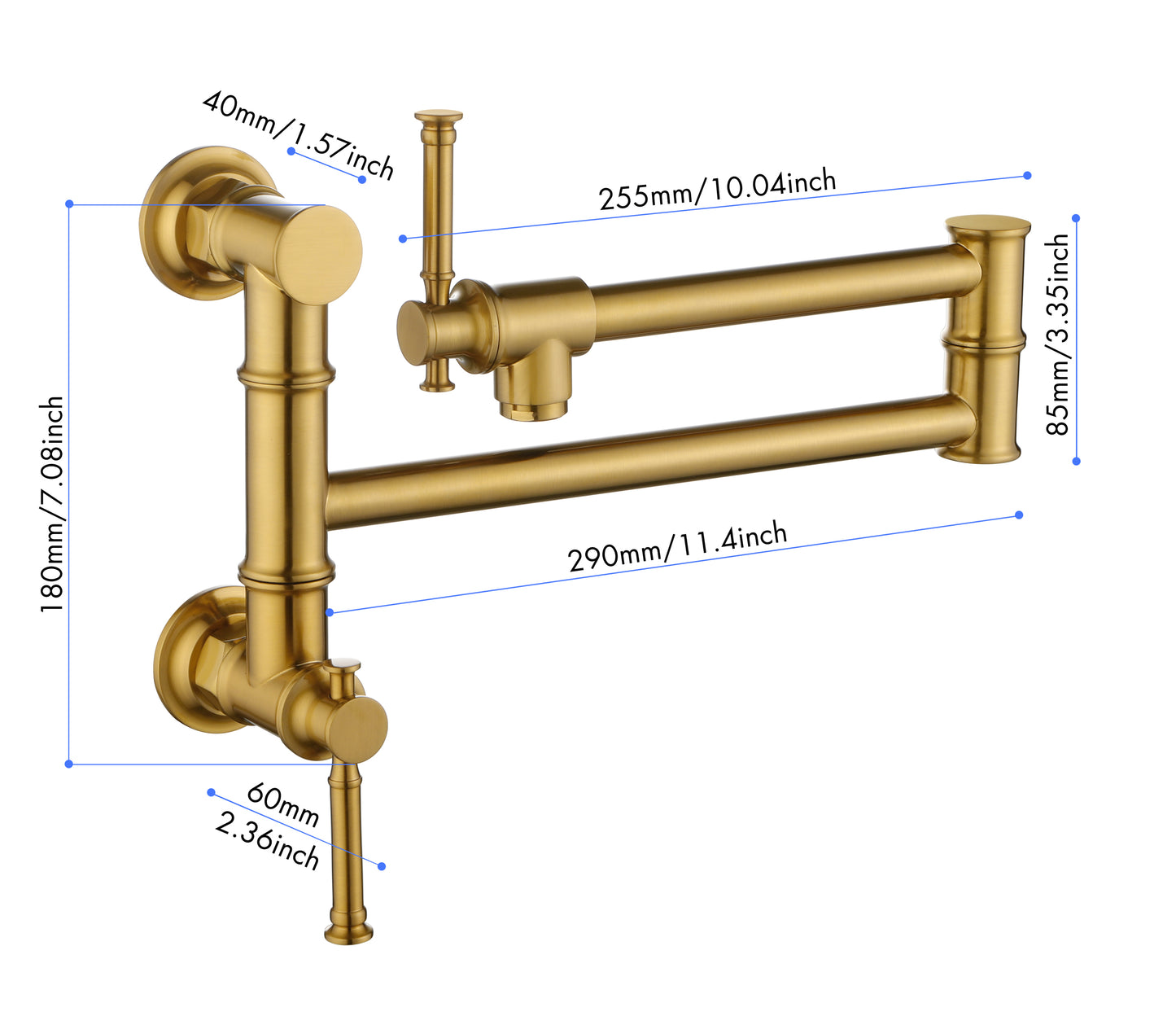 Pot Filler Faucet Wall Mount Pot Filler Faucet, Modern Brass Pot Filler Two-Attachment Wall Mount
 Folding Kitchen Pot Filler Swing Arm