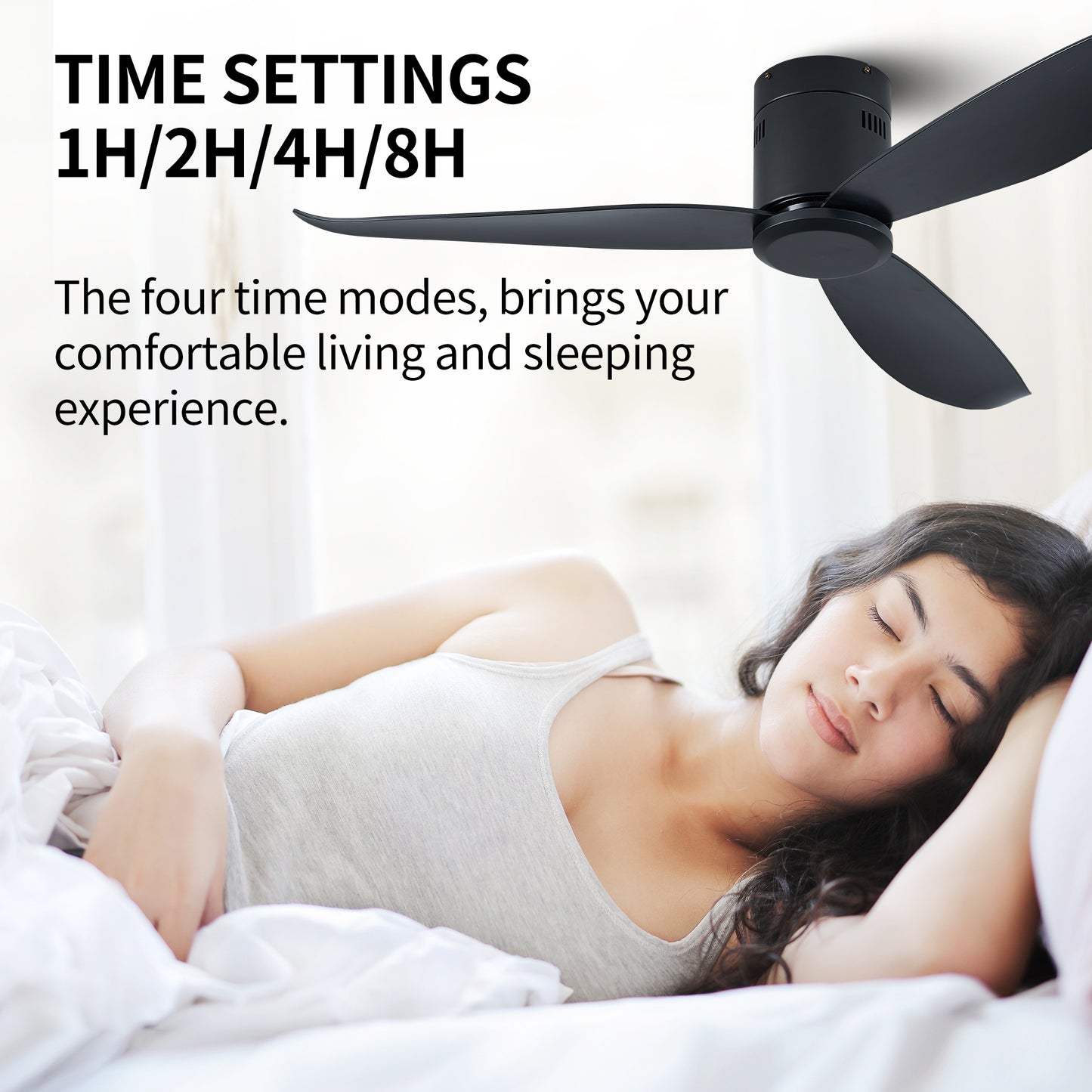 52 Black Flush Mount Ceiling Fan without Lights