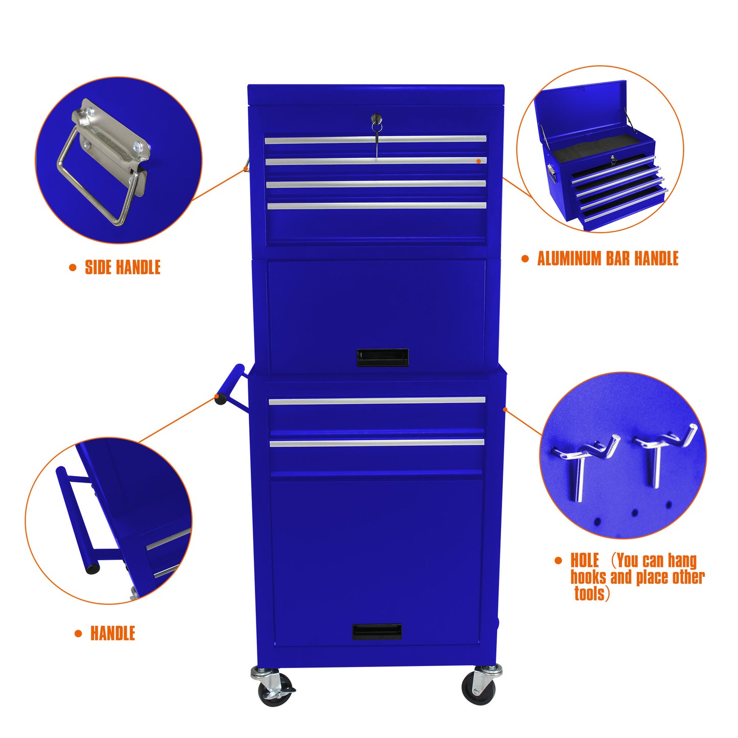 High Capacity Rolling Tool Chest with Wheels and Drawers, 6-Drawer Tool Storage Cabinet--BLUE