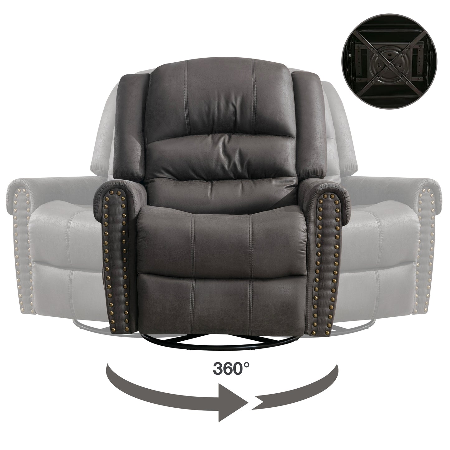 Grey Massage Rocker Recliner Chair with Heating, USB Charge Port, and Vibration Massage