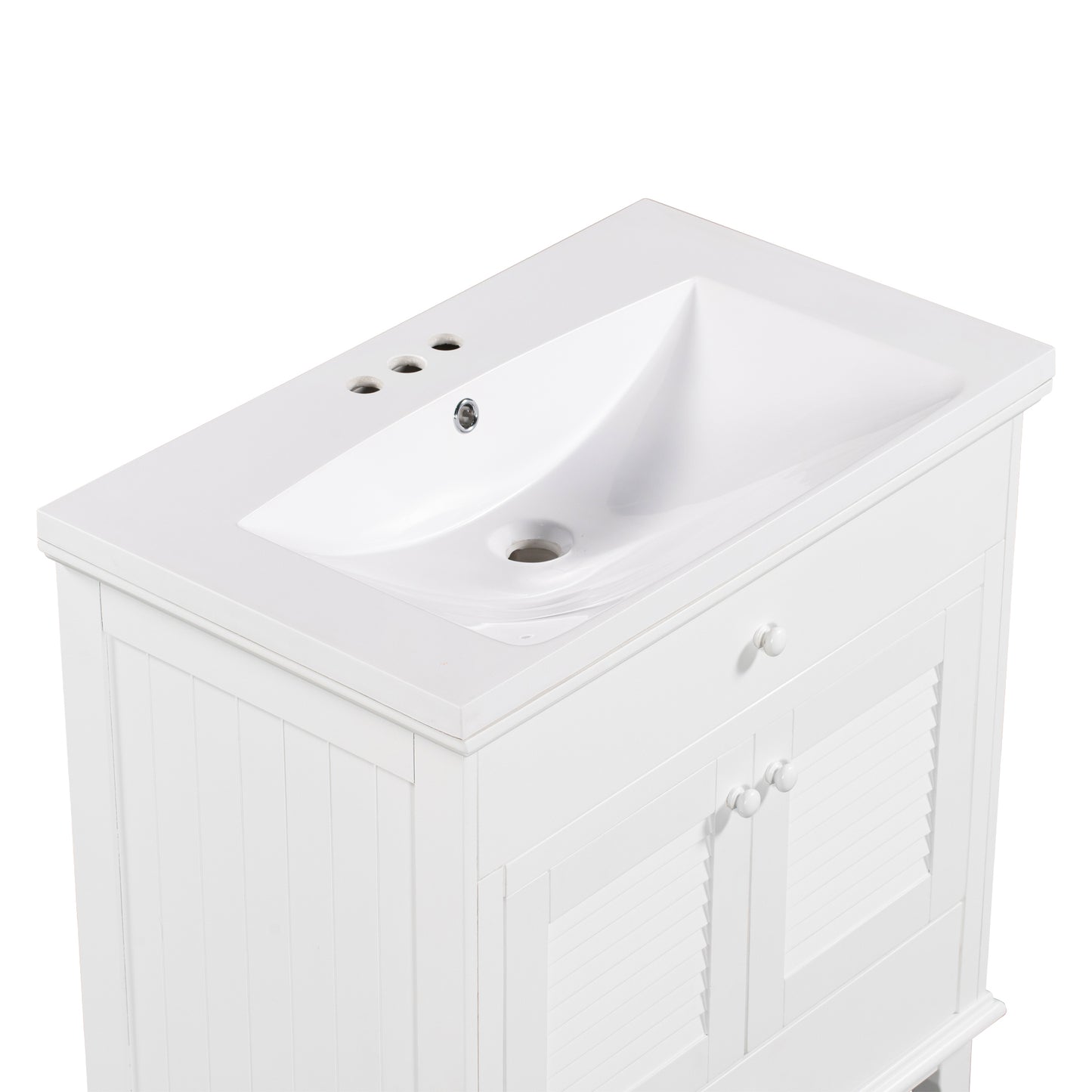 30" Bathroom Vanity with Sink, Bathroom Cabinet with Two Doors and One Drawer, White