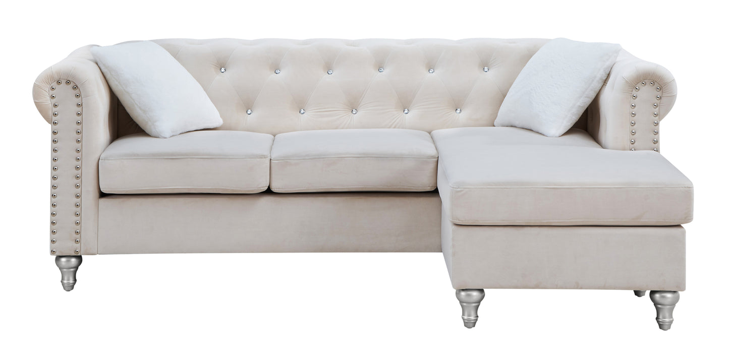 Raisa G867B-SCH Beige Velvet Sofa Chaise