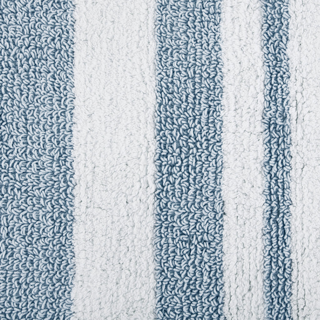 Reversible Striped Spa Cotton Bath Rug with Loop Inset