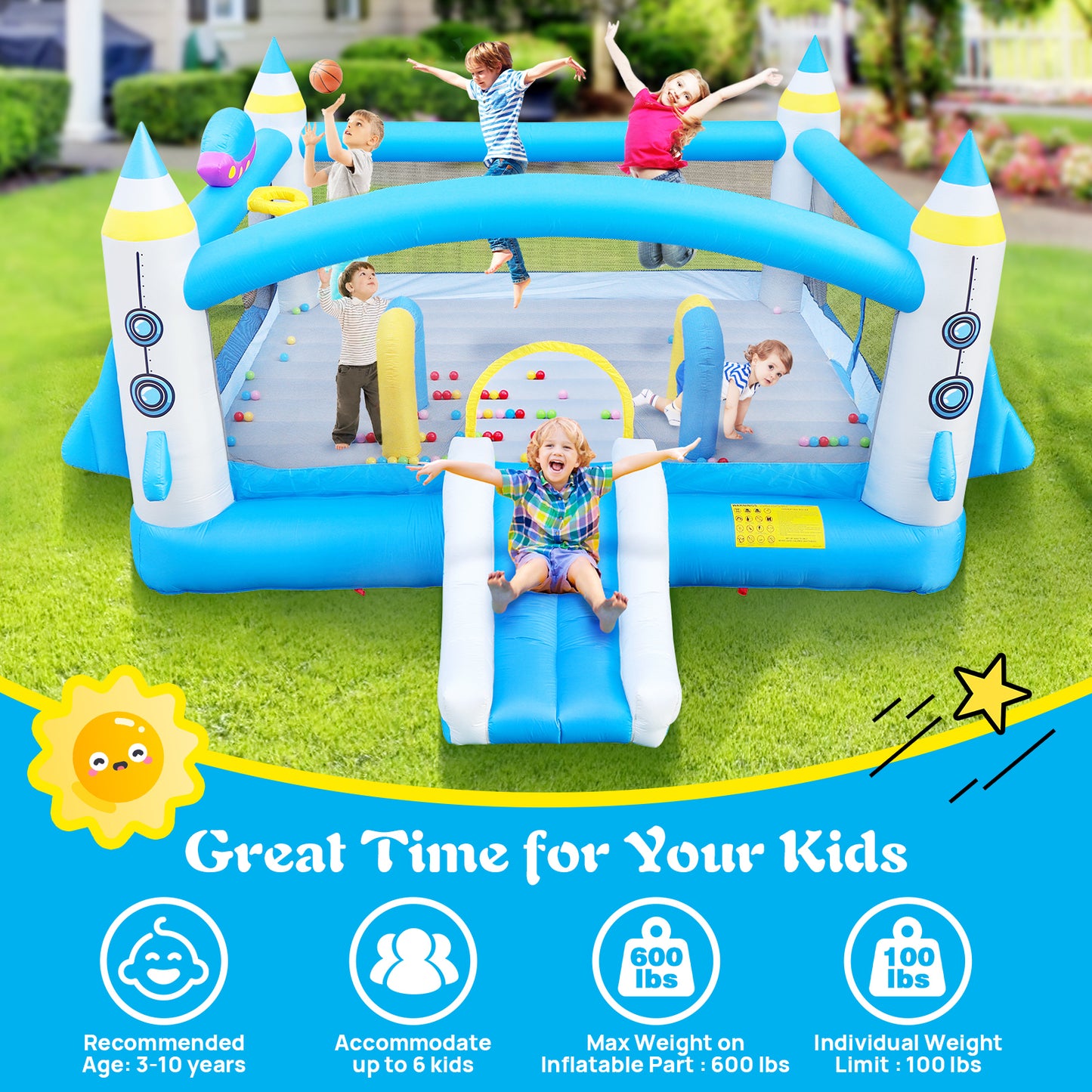 Ultimate Jump 'n Slide Inflatable Bouncer for Kids - Complete Setup with Blower