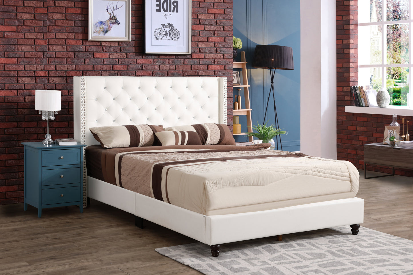 Julie G1918-FB-UP Full Upholstered Bed , WHITE