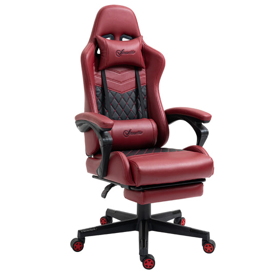 Vinsetto Racing Gaming Chair - Red PU Leather High Back Recliner with Footrest