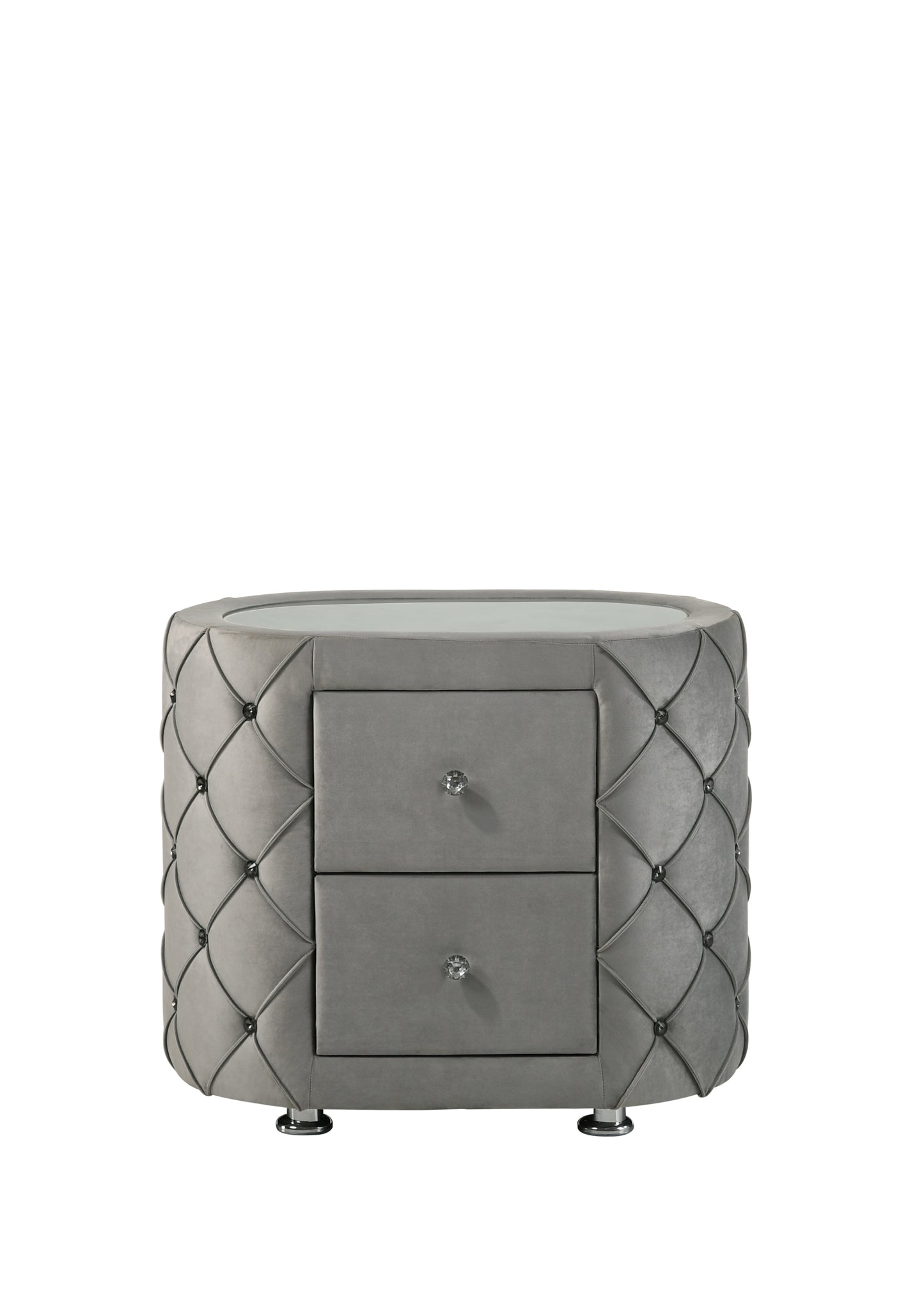 Perine Nightstand, Gray Velvet BD01063