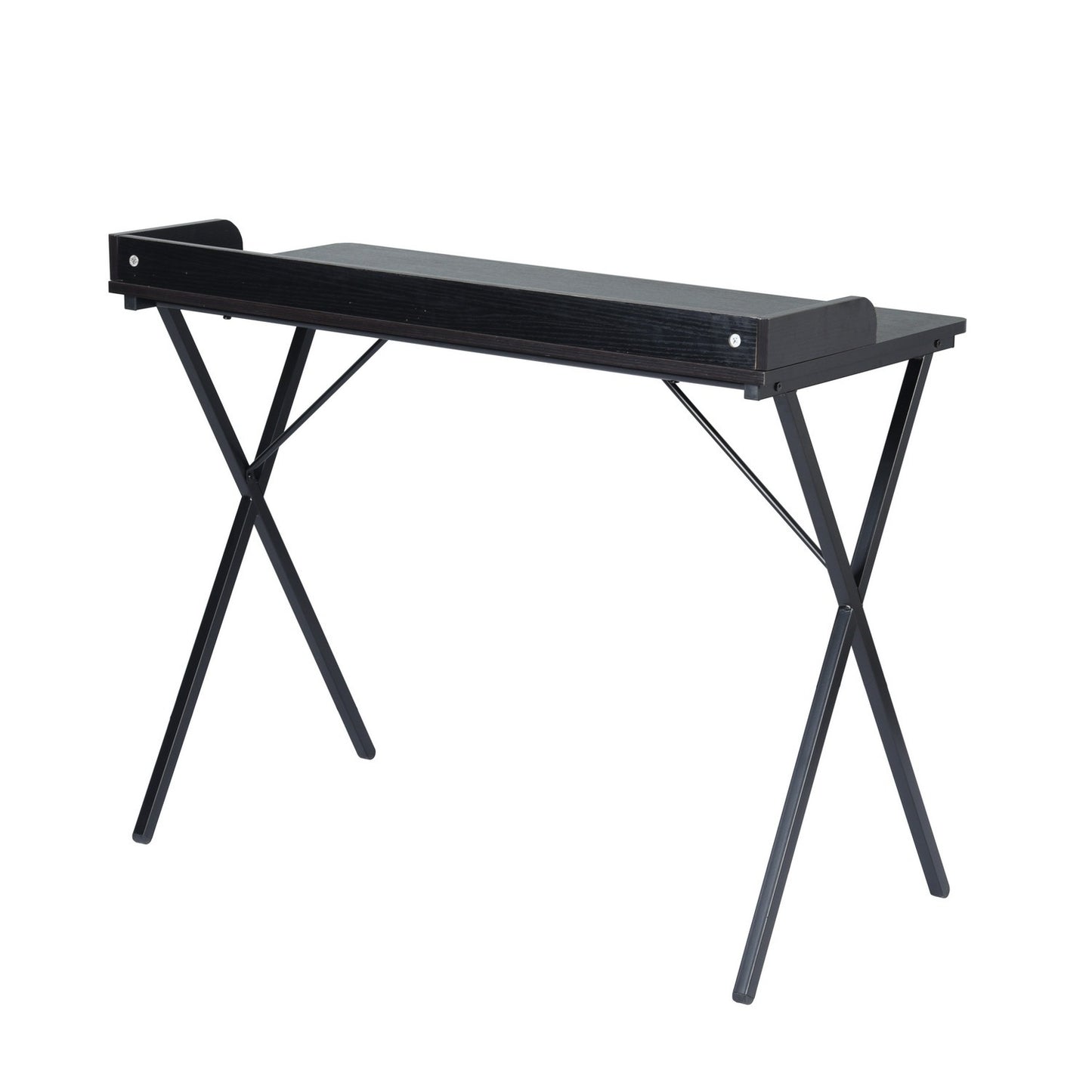 Black Elegant Rectangular Computer Desk with Metal Legs - 39.4