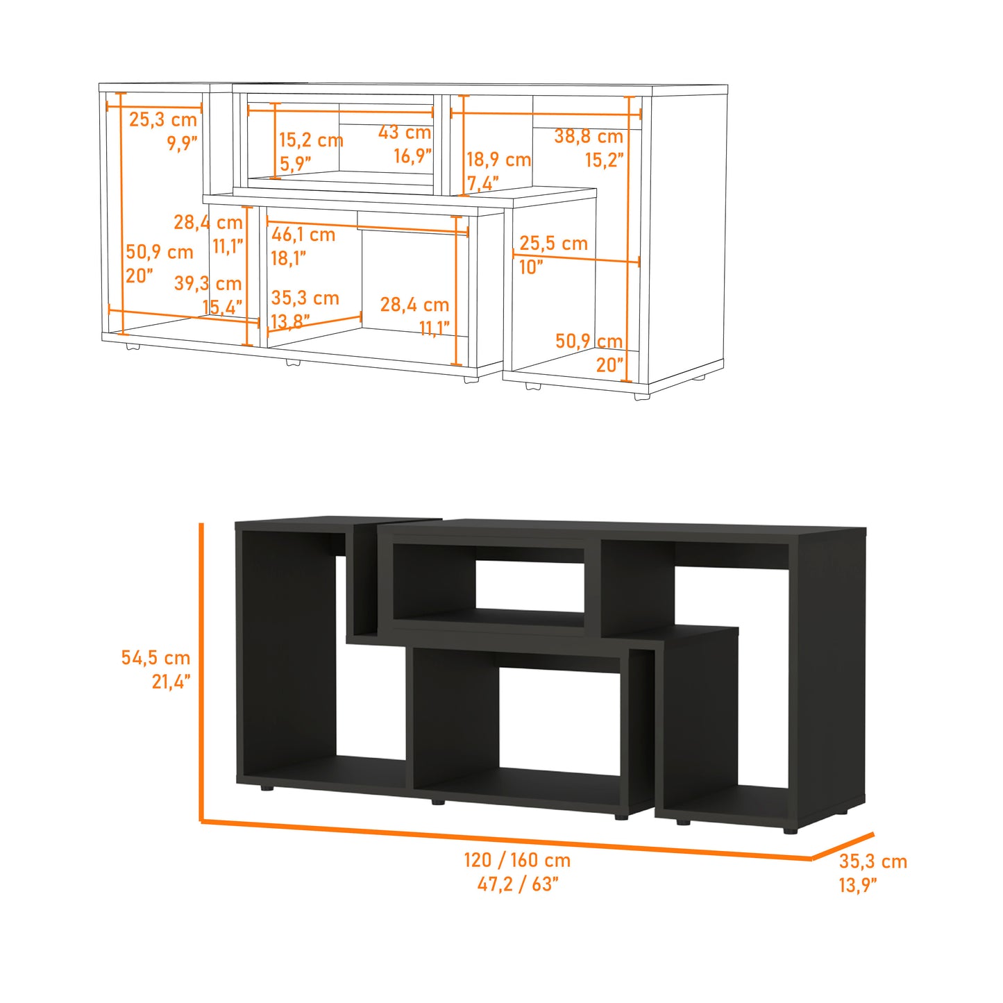 Anacapa Extendable TV Stand Black