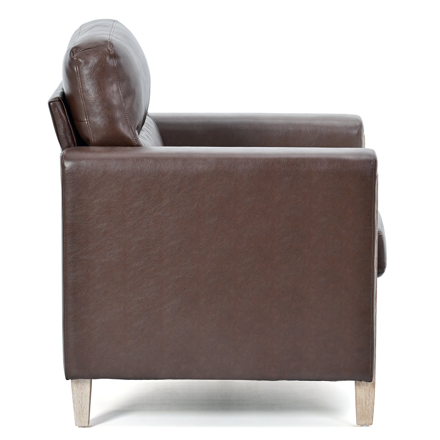 Single Seat Brown Sofa with Rubber Wood Legs