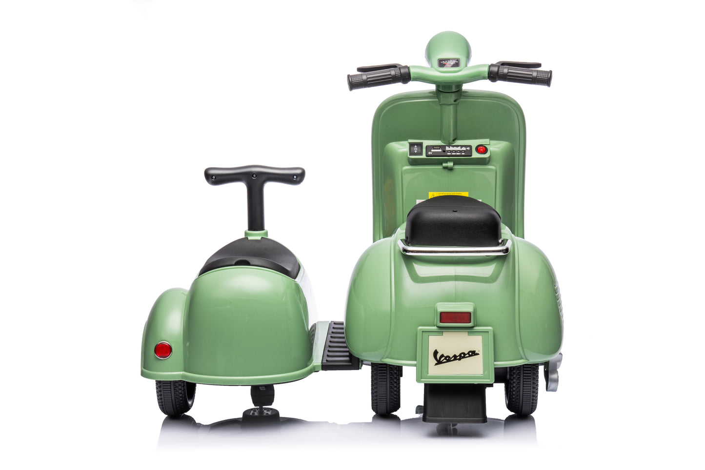 6V LICENSED Vespa Scooter Motorcycle with Side Car for kids, Green