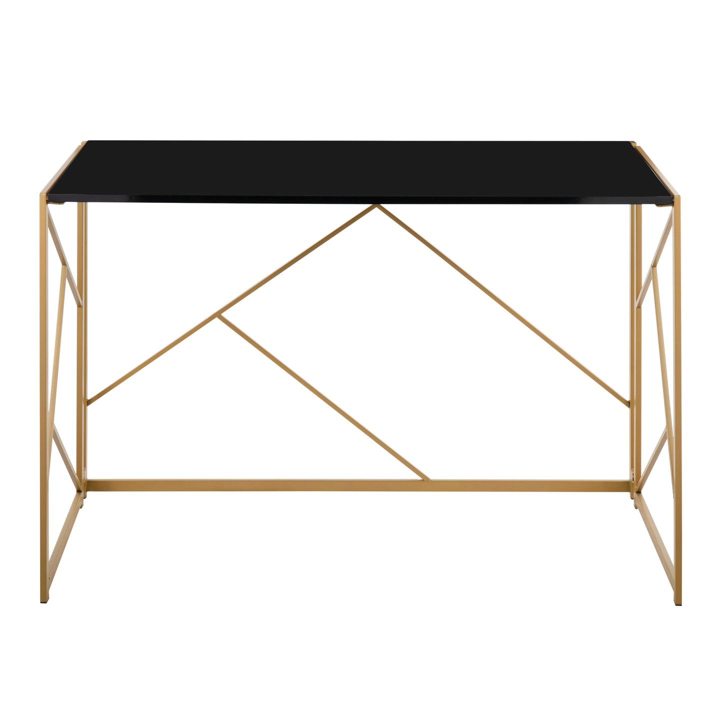 LumiSource Folia Modern Office Desk with Gold Steel and Black Wood