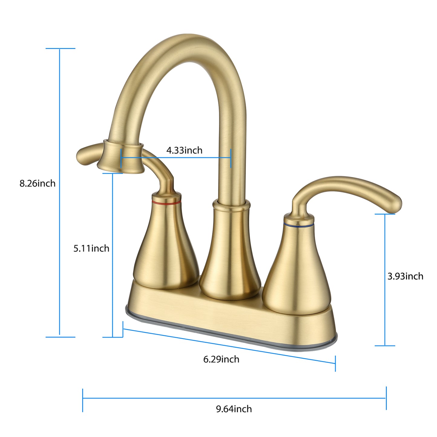 Brushed Golden Bathroom Sink Faucet with 2-Handle and Pop-up Drain