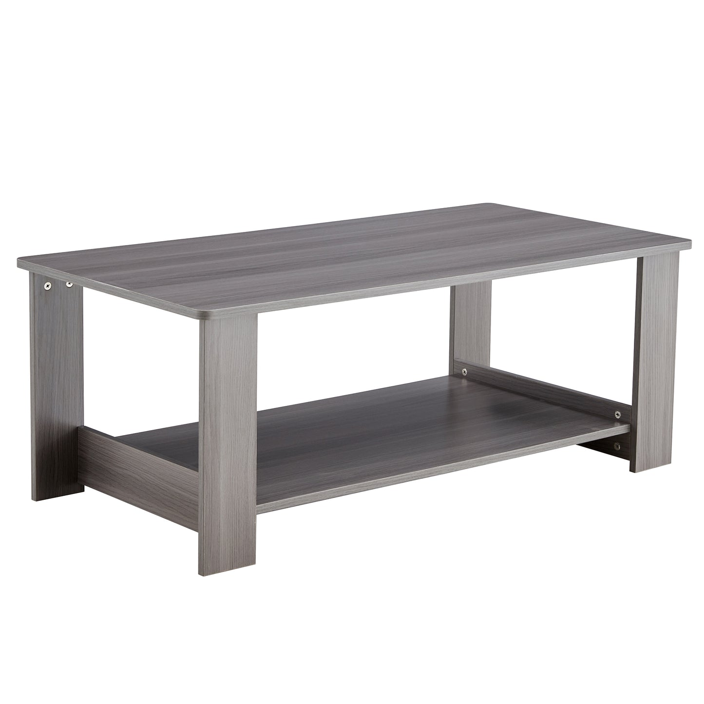 Gray Textured Double-Layered MDF Coffee Table - Sleek & Practical