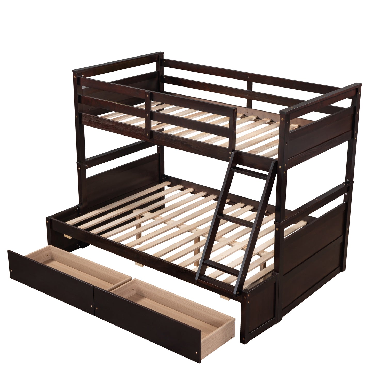 Espresso Twin over Full Bunk Bed with Storage and Drawers - Space-Saving Sleep Solution