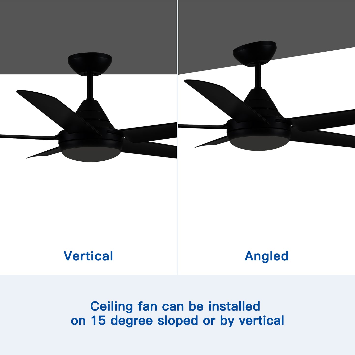 48-Inch Modern Black Ceiling Fan with Integrated LED Light and Color Changing Technology