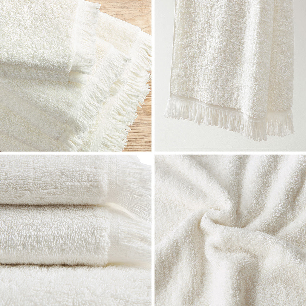 Luxurious Cotton Towel Set with Ink Dyed Slub Pattern - 6 Piece