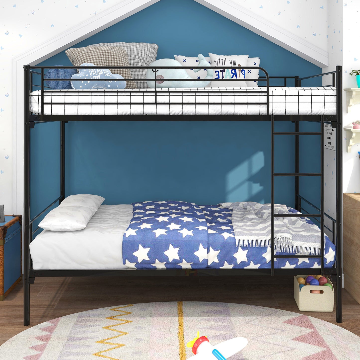 Metal Bunk Bed with Enhanced Frame and Integrated Ladder