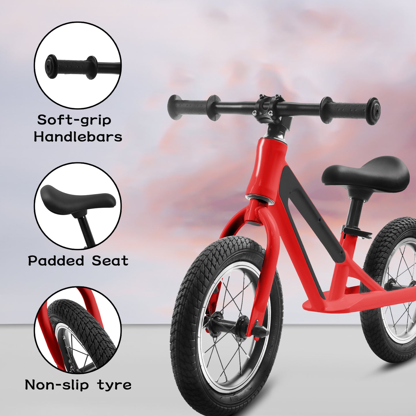 Magnesium Alloy Frame Balance Bike for Kids Ages 1-5 Years Old with Adjustable Seat and Nylon Rubber Tires