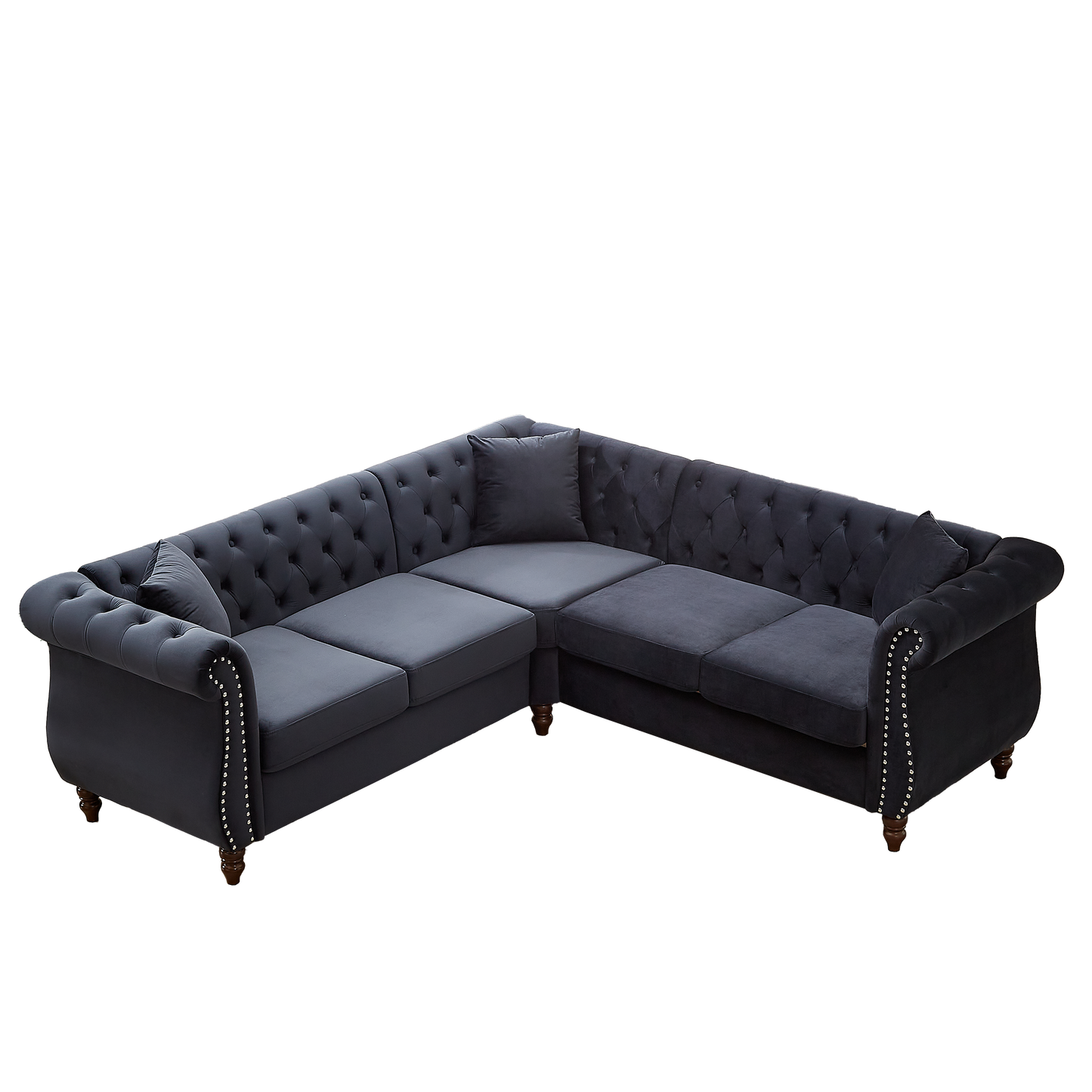 83.5-Inch Streamline Modern Corner Sofa with 3 Pillows