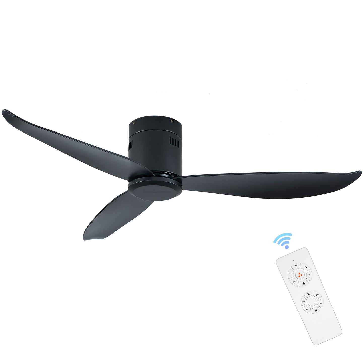 52 Black Flush Mount Ceiling Fan without Lights