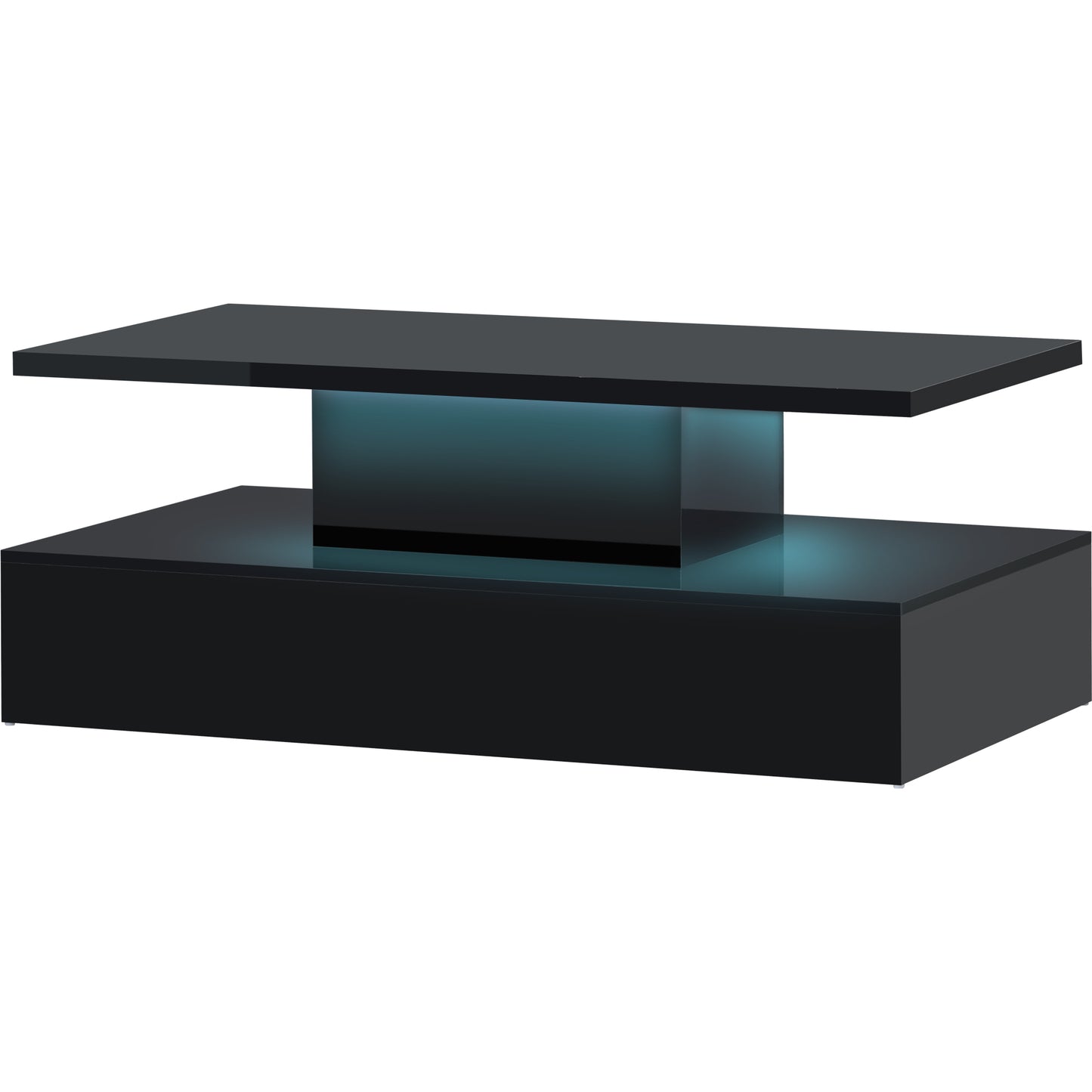 Modern LED Coffee Table with 16 Colors and Remote Control - Black