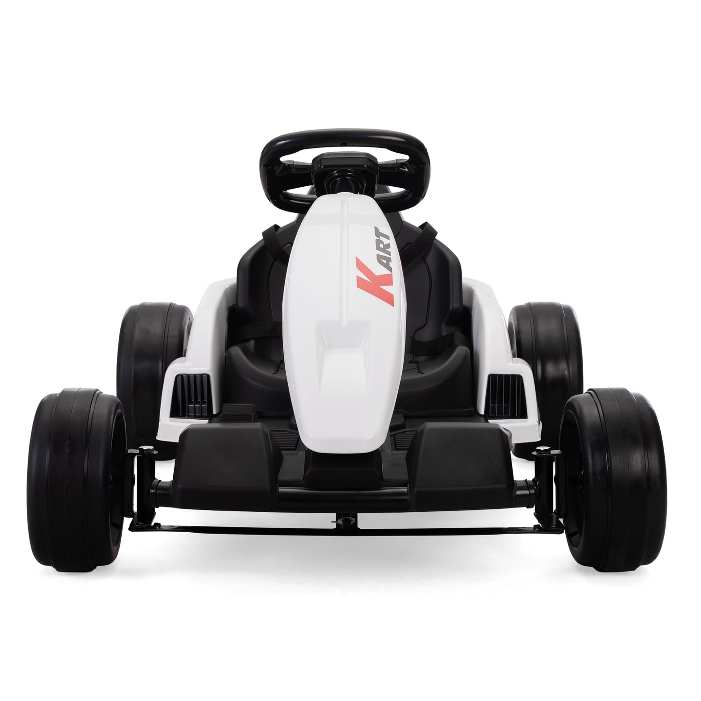 Electric GoKart Pro for Kids Aged 4-16, Black and White Outdoor Racing Car with MP3