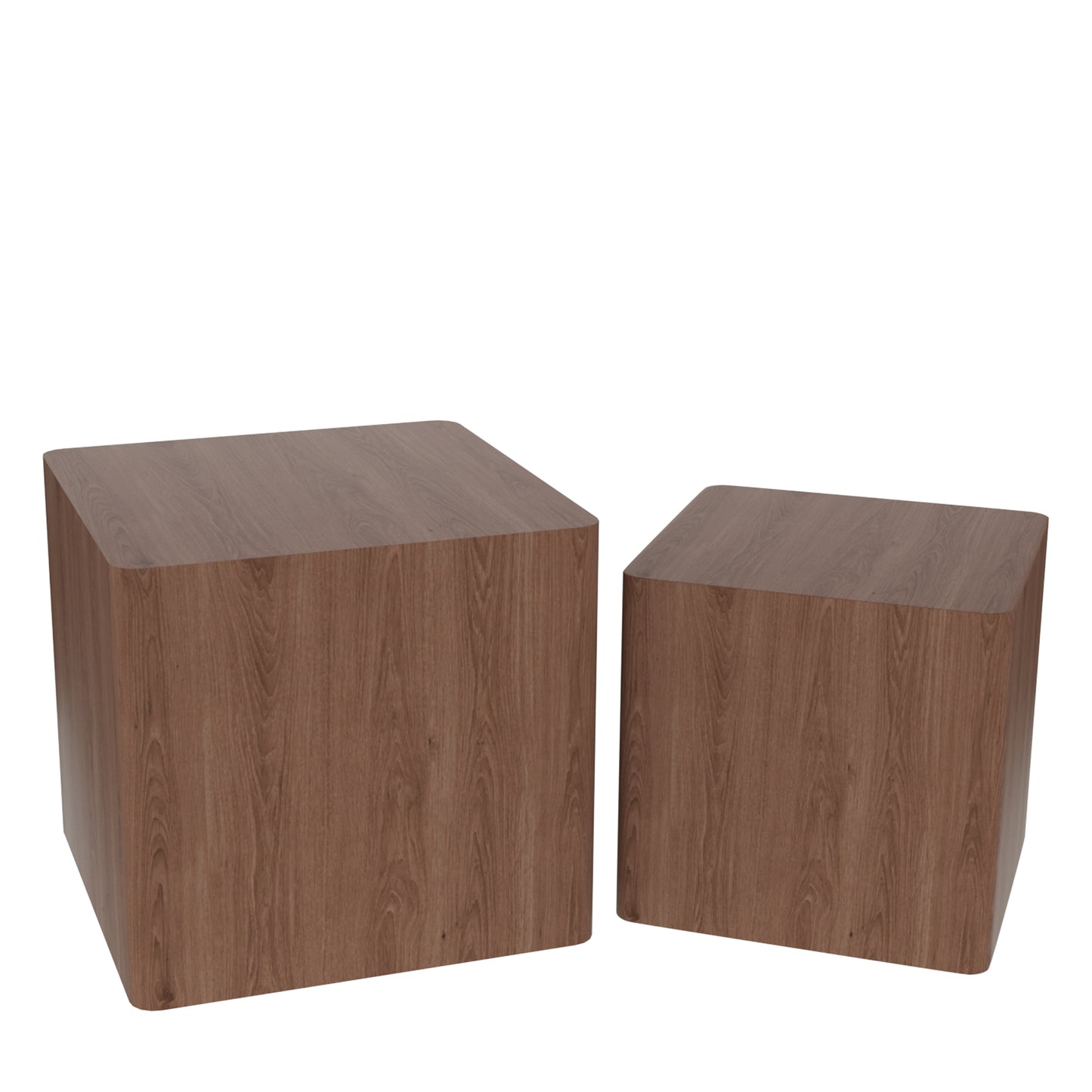 Elegant Walnut MDF Nesting Tables Set of 2 for Living Room, Office, Bedroom