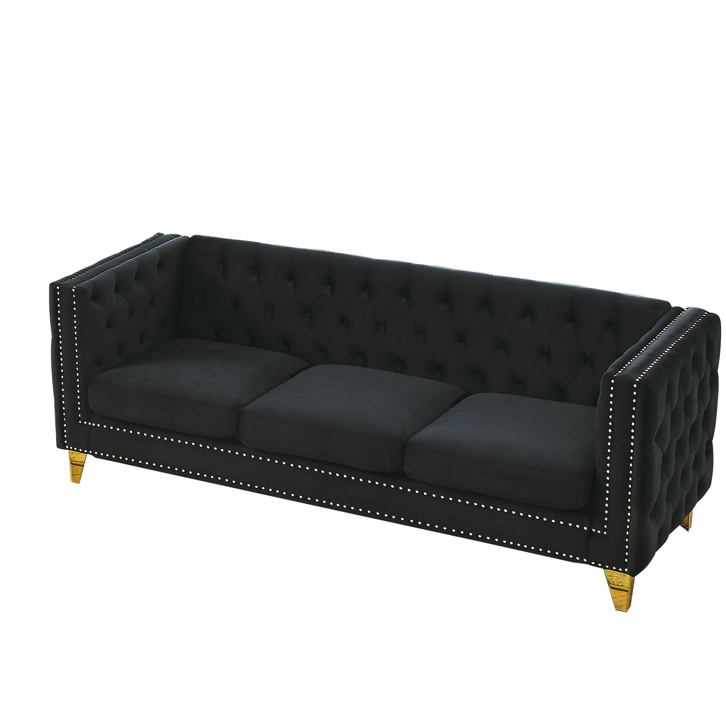 Black Velvet 3-Seater and 2-Seater Combination Sofa