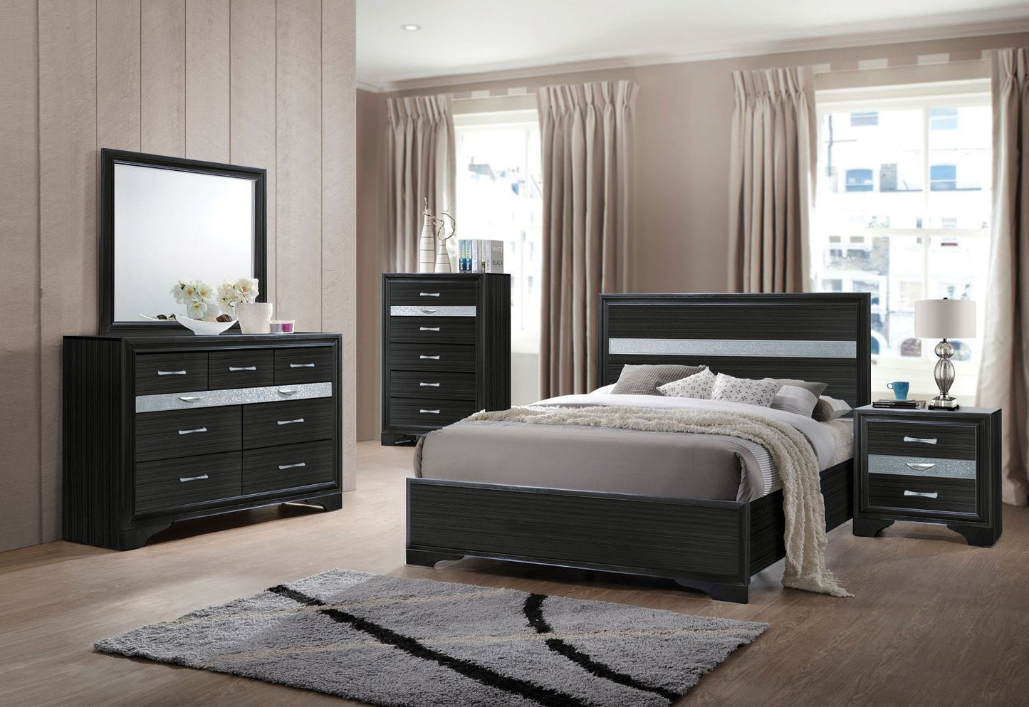 Naima Full Bed in Black 25915F