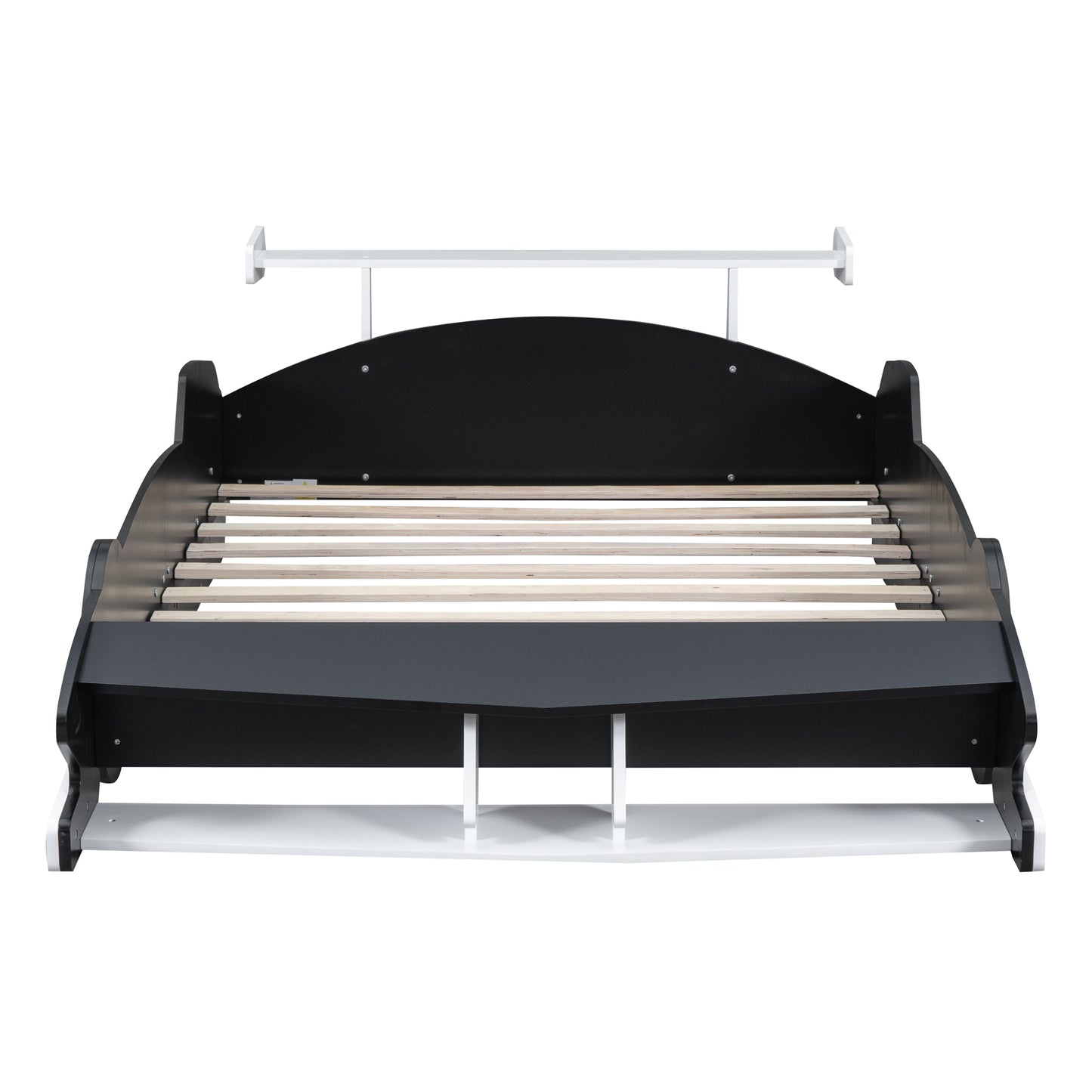 Full Size Race Car-Shaped Platform Bed with Wheels,Black