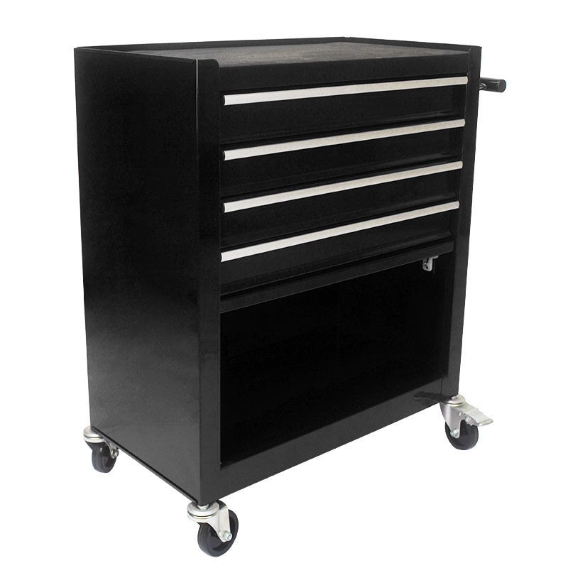 4 DRAWERS MULTIFUNCTIONAL TOOL CART WITH WHEELS-BLACK