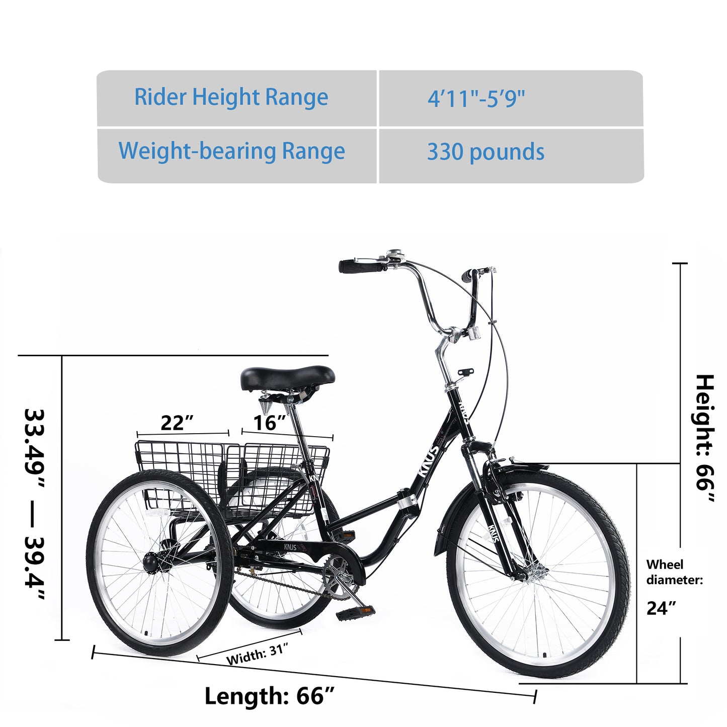 Adult Folding Tricycles 3 Wheel W/Installation Tools with Low Step-Through, Large Basket, Foldable Tricycle for Adults, Women, Men