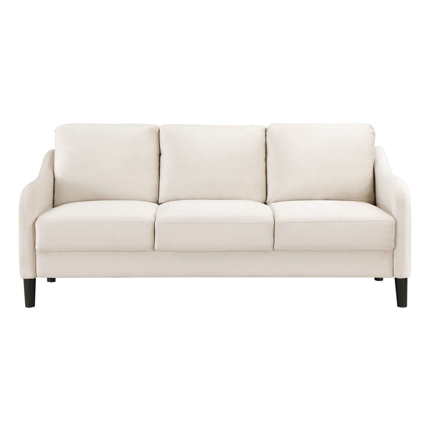 Modern  3-Seater Sofa for Small Space, Velvet Beige