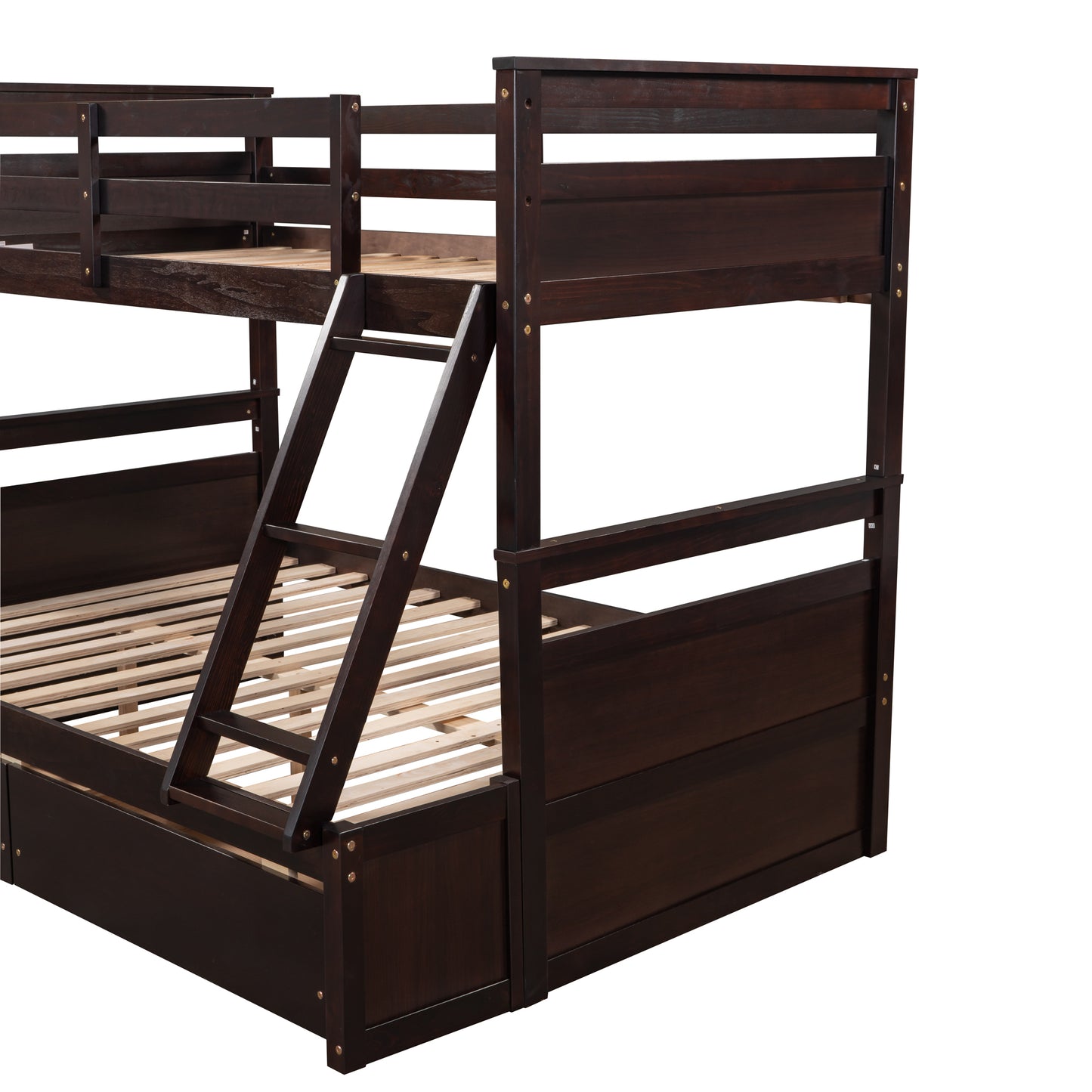 Espresso Twin over Full Bunk Bed with Storage and Drawers - Space-Saving Sleep Solution