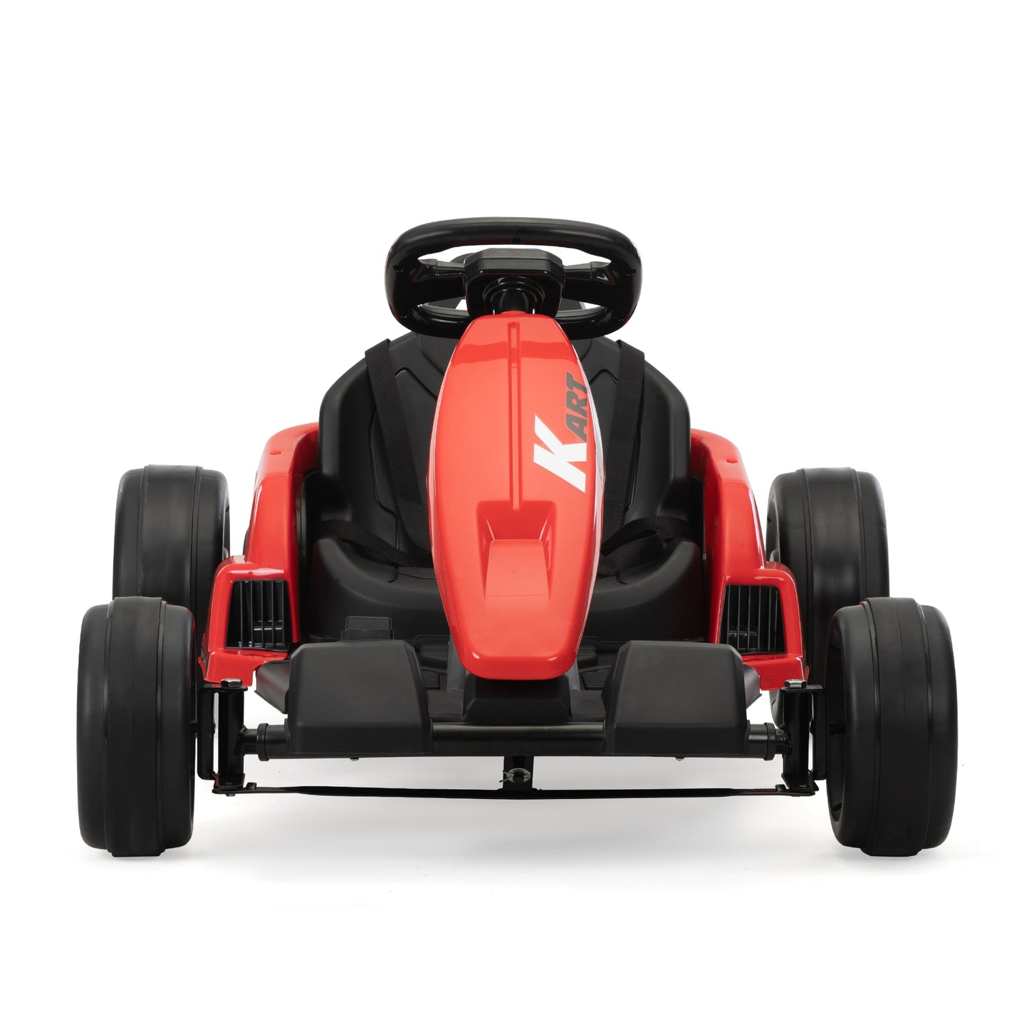 24V Electric Kids Go Kart with Music, Horn, and Safety Protectors, Red and Black