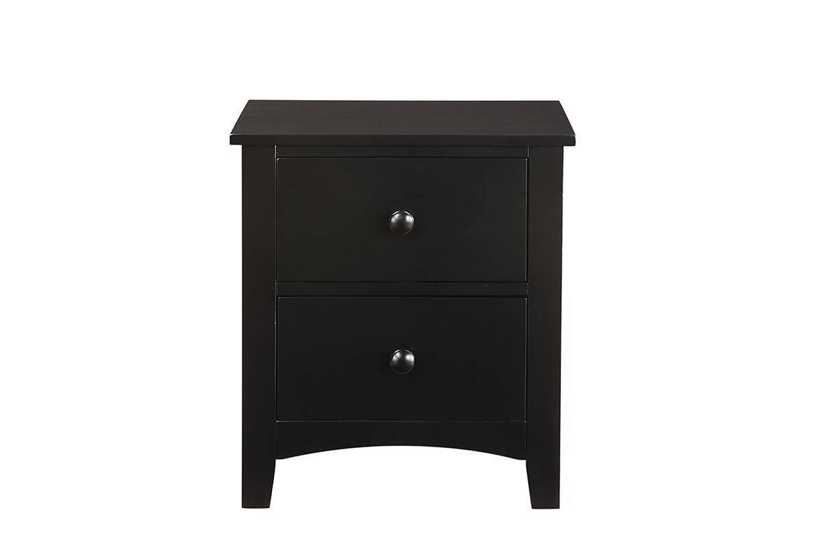 Black Finish Nightstand 2-Drawers Pine Veneer MDF Wooden 1pc Modern Nightstand