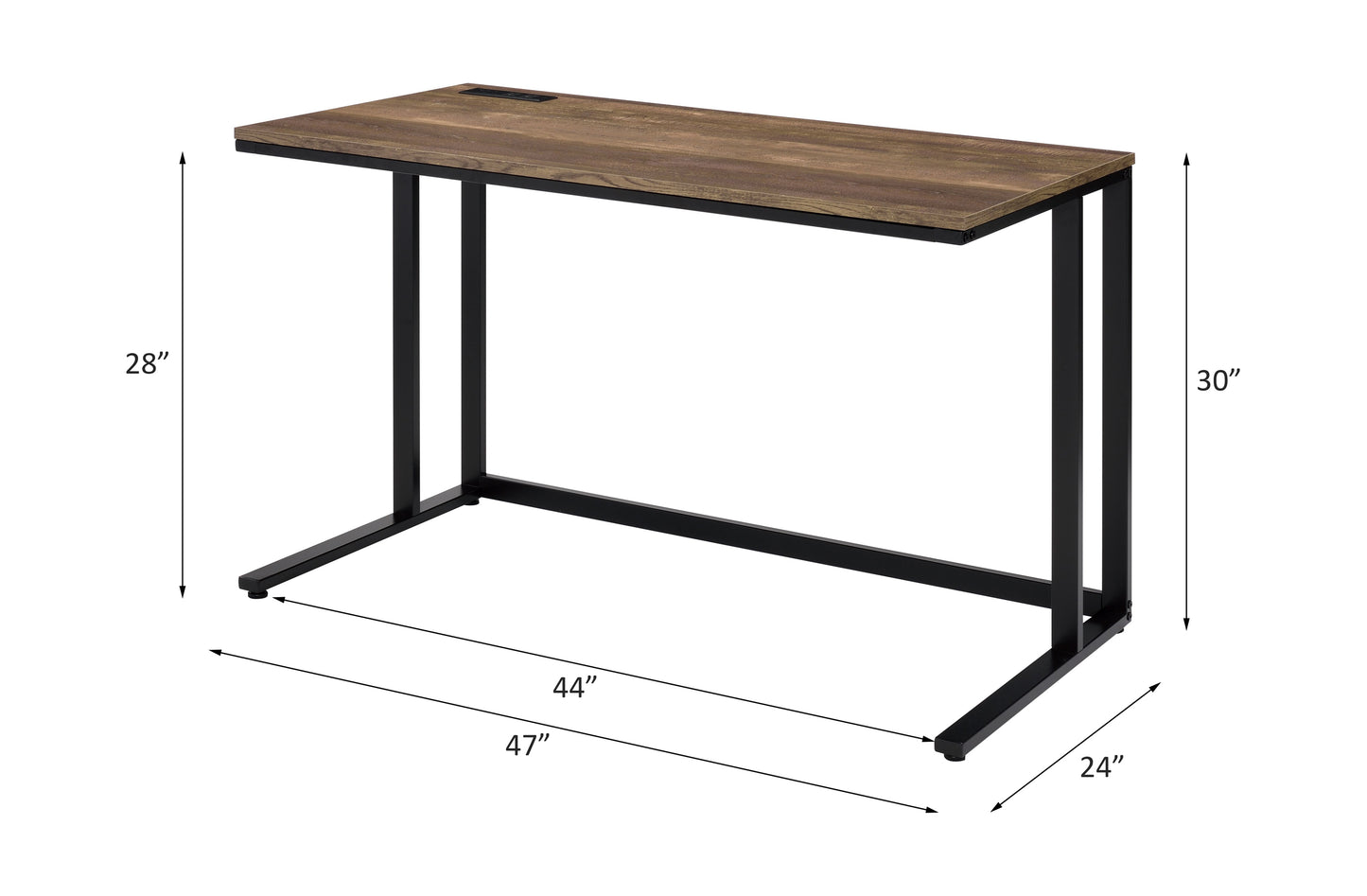 Tyrese Modern Desk with USB Port, Walnut & Black Finish