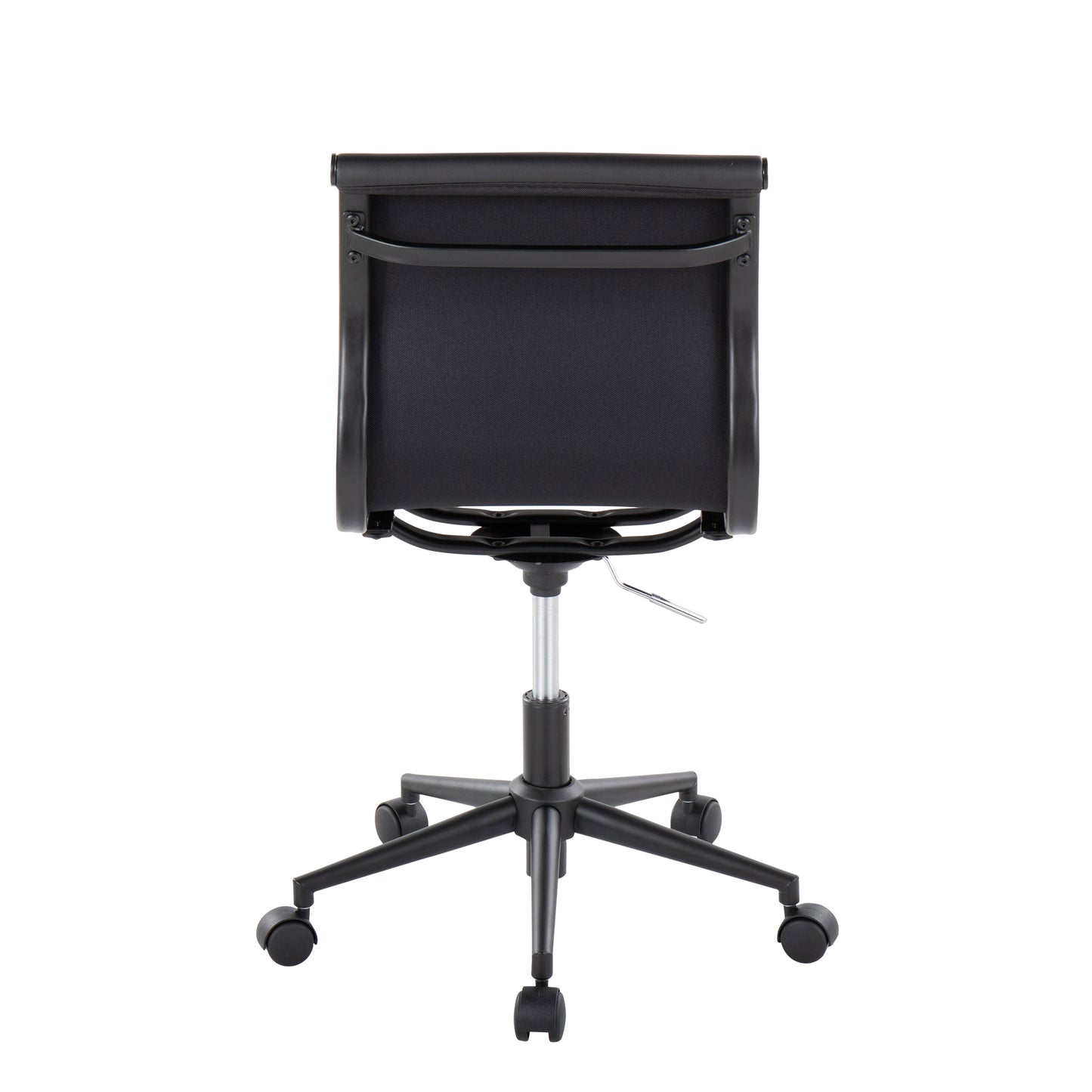 Masters Industrial Armless Adjustable Task Chair with Swivel in Black Frame and Black Faux Leather by LumiSource