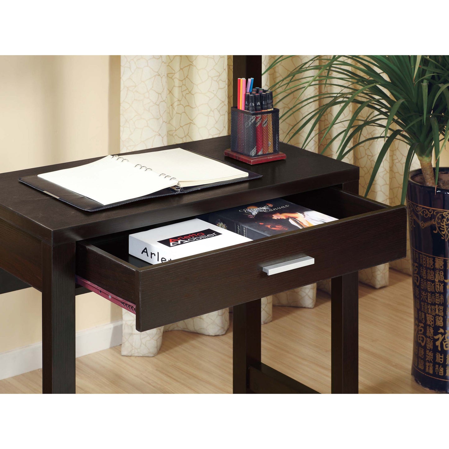 Compact Red Cocoa Desk with Useful Storage