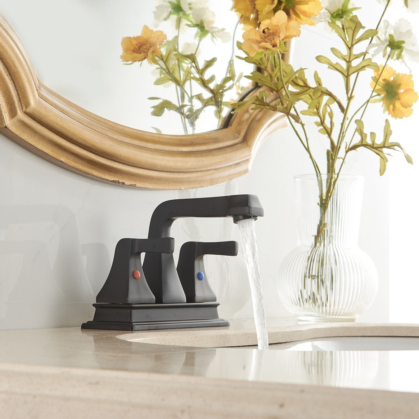 Matte Black 2-Handle Bathroom Faucet with Spot Defense Technology