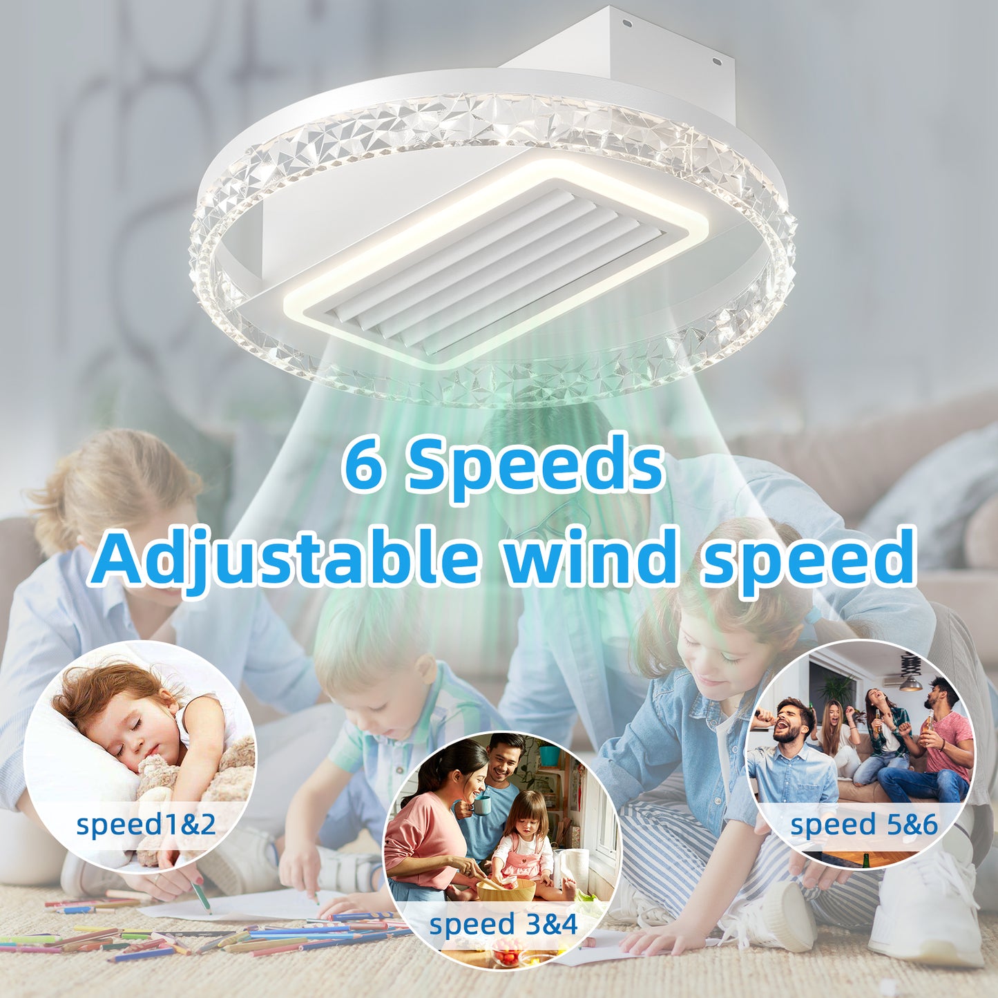 20 Bladeless Ceiling Fan with Dimmable LED Lights & Remote Control