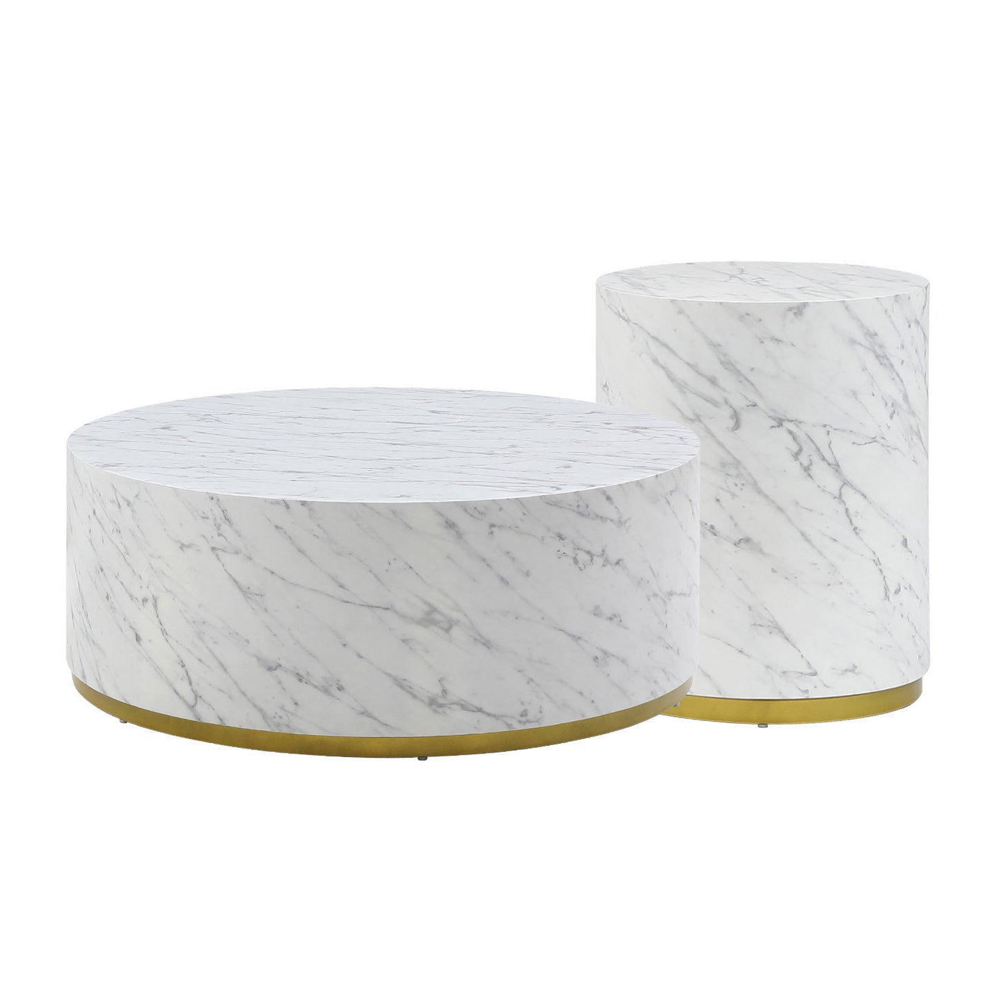 Elegant Set of 3 White Marble Pattern Coffee Tables for Stylish Living Rooms